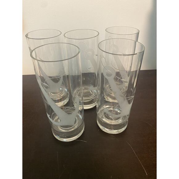 Vintage Anchor etched‎ Cocktail Pitcher And 4 Glasses - Picture 3 of 4